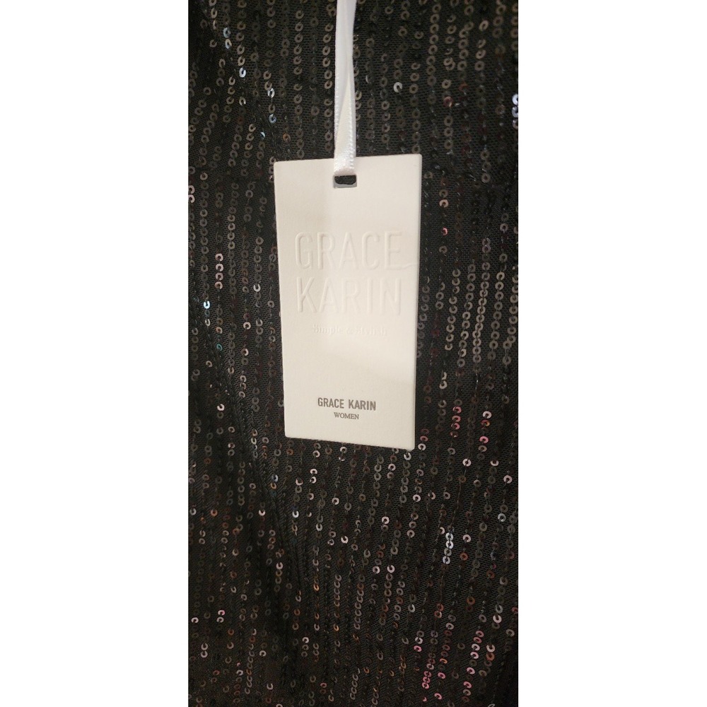 NWT Grace Karin Black Sequin Top size XL - Picture 5 of 6